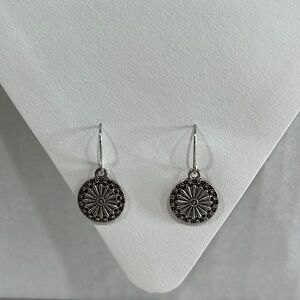 Medallion Wheel Filagree Dangle Drop Earrings